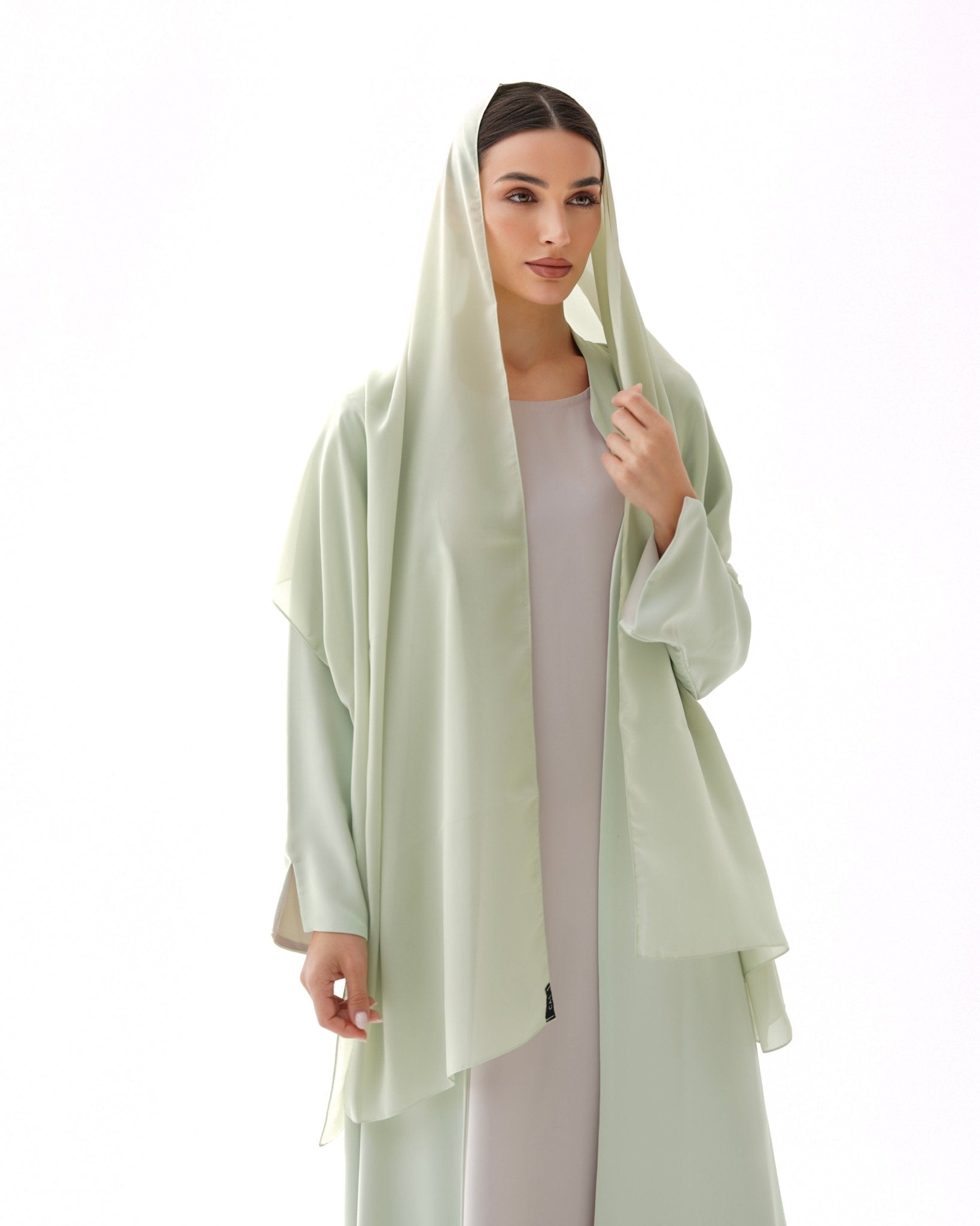 C 1481 Tea Green Reversible Abaya