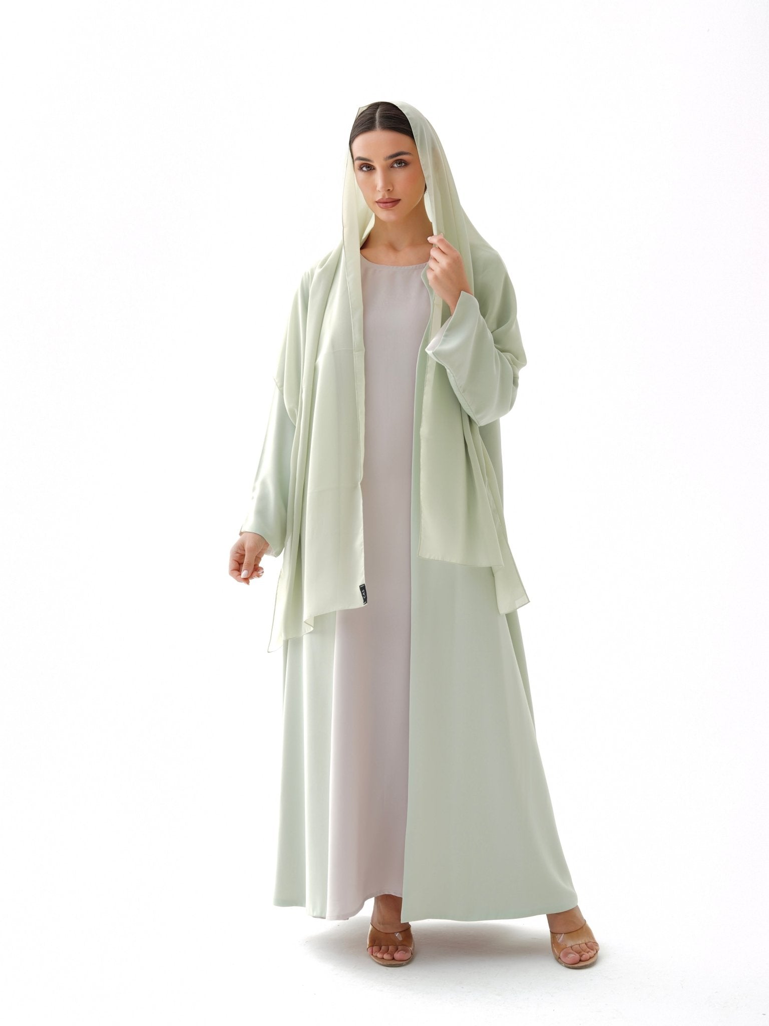 C 1481 Tea Green Reversible Abaya