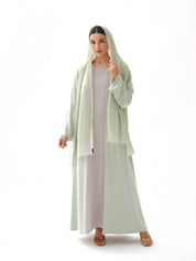 C 1481 Tea Green Reversible Abaya