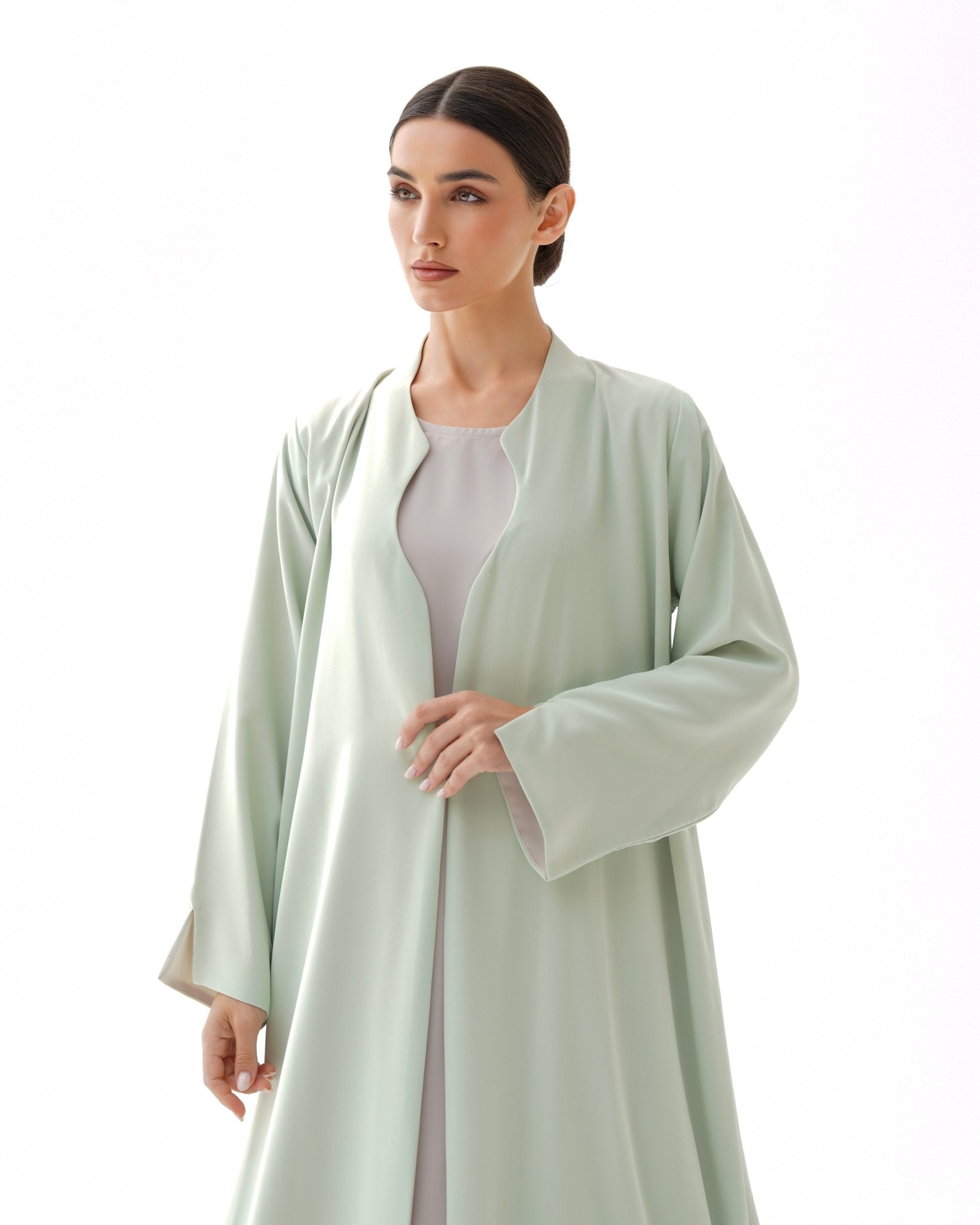 C 1481 Tea Green Reversible Abaya