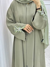C 1514 - 02 Fern Green Embroidered Beaded Abaya