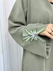 C 1514 - 02 Fern Green Embroidered Beaded Abaya
