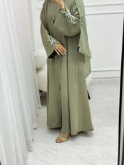C 1514 - 02 Fern Green Embroidered Beaded Abaya