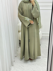 C 1514 - 02 Fern Green Embroidered Beaded Abaya