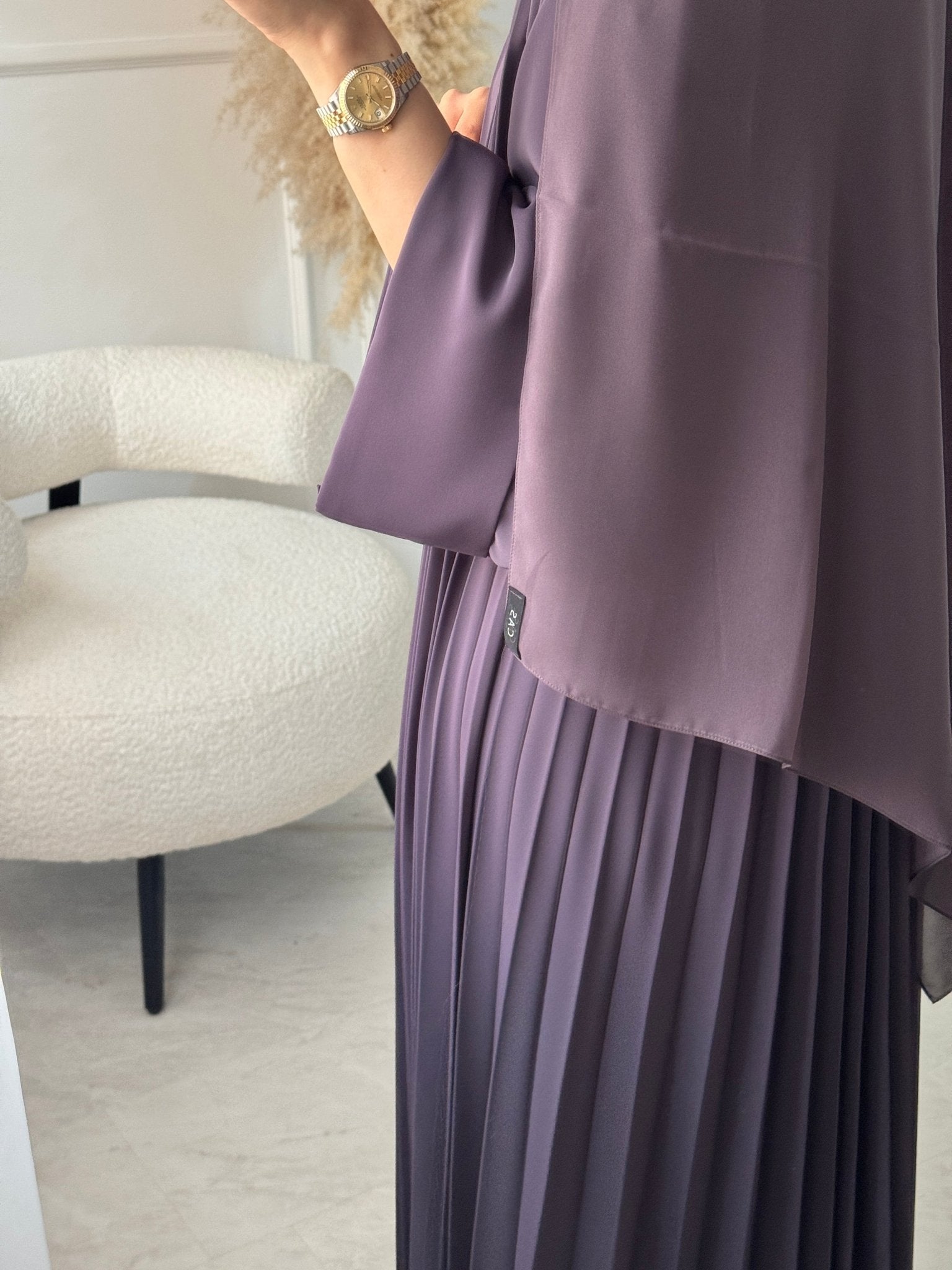 C 1517 - 08 Purple Premium Nada Pleated Abaya