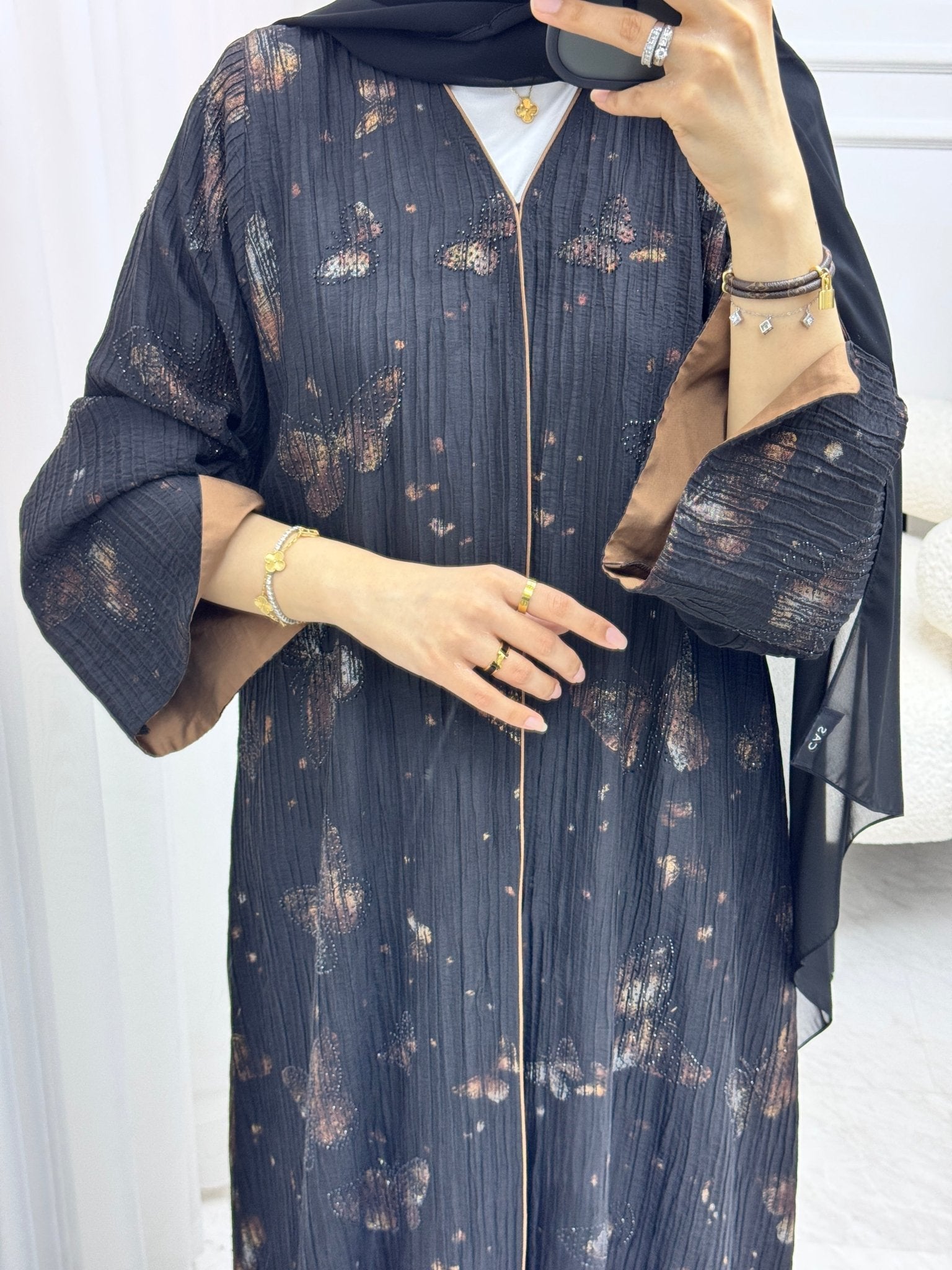 C 1531 Brown Butterfly Abaya