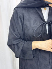 C 1536 Black Leaves Abaya