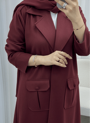 C 1538 - 02 Burgundy Coat Abaya