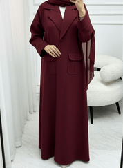 C 1538 - 02 Burgundy Coat Abaya