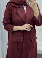 C 1538 - 02 Burgundy Coat Abaya