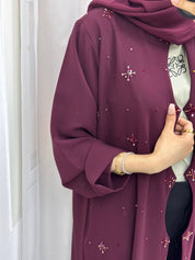 C 1539 Maroon Beaded Abaya