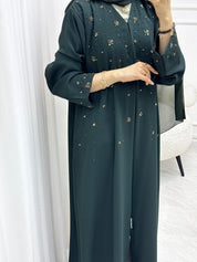 C 1540 Dark Green Beaded Abaya