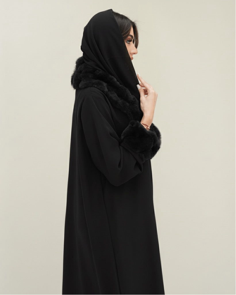 C 1543 Black Fur Abaya