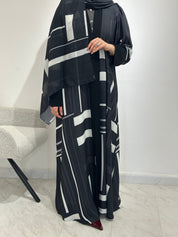 C 1547 Dark Grey Printed Abaya