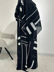 C 1547 Dark Grey Printed Abaya