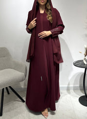 C 1551 - 01 Burgundy Beaded Abaya