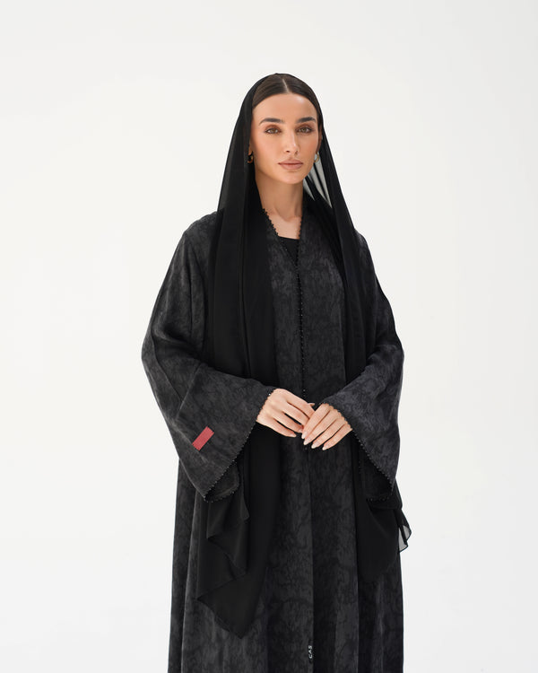 C 2786 Premium Silk Noir Abaya