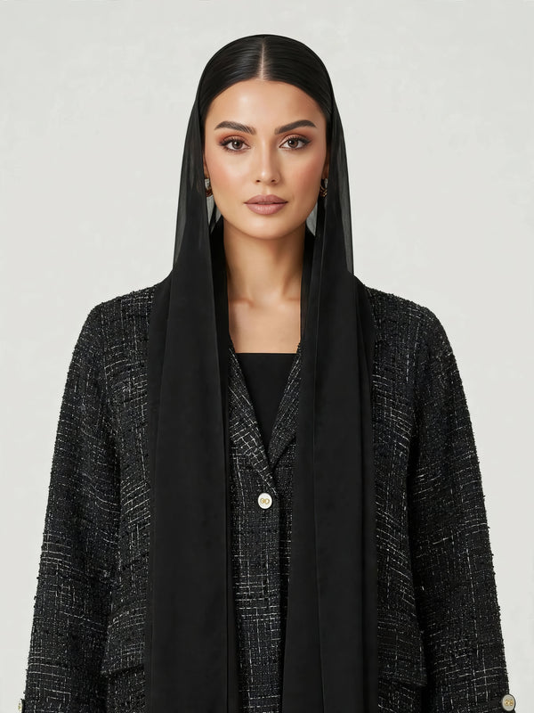 C 2814-02 Onyx Black Tweed Abaya