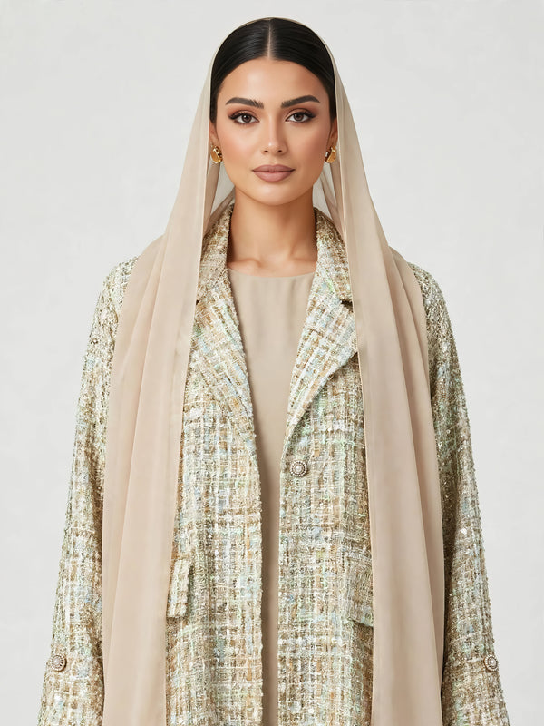 C 2815-01 Golden Mint Tweed Abaya