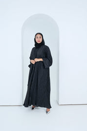 C - 2x2 - Pleated - Black - Abaya - 03