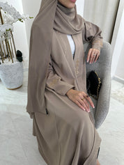 C Beige Gold Handwork Abaya-14