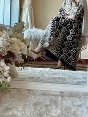 C - Black - Beige - Turquoise - Evening - Abaya - Set