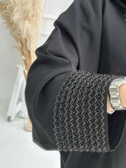 C - Black - Linen - Evening - Abaya - Set - 59