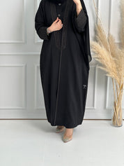 C - Black - Linen - Evening - Abaya - Set - 59