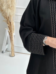C - Black - Linen - Evening - Abaya - Set - 59