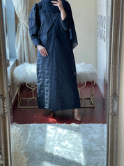C - Blue - Jacquard - Abaya - Set - 29 - 01