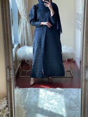 C - Blue - Jacquard - Abaya - Set - 29 - 01