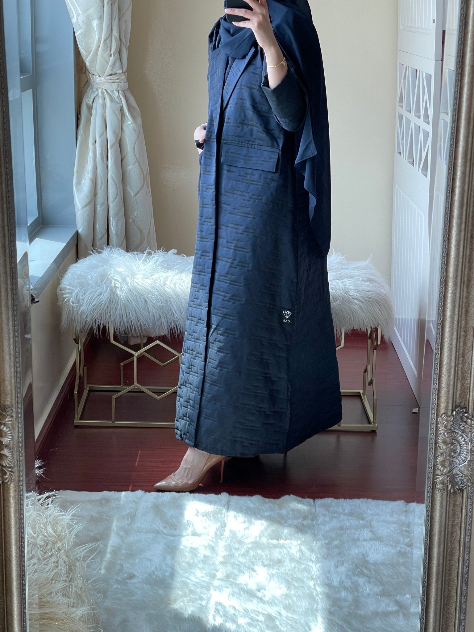 C - Blue - Jacquard - Abaya - Set - 29 - 01