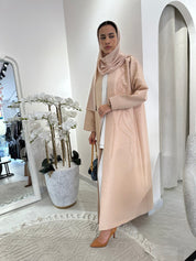 C Cream Satin Beaded Eid Abaya
