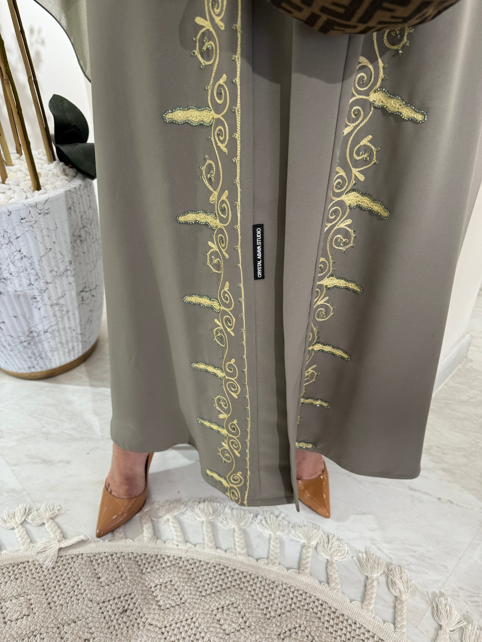 C Green Embroidery Eid Abaya