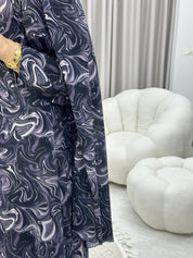 C Italian Marble Crepe Purple Abaya