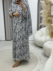 C Italian Marble Crepe White Abaya