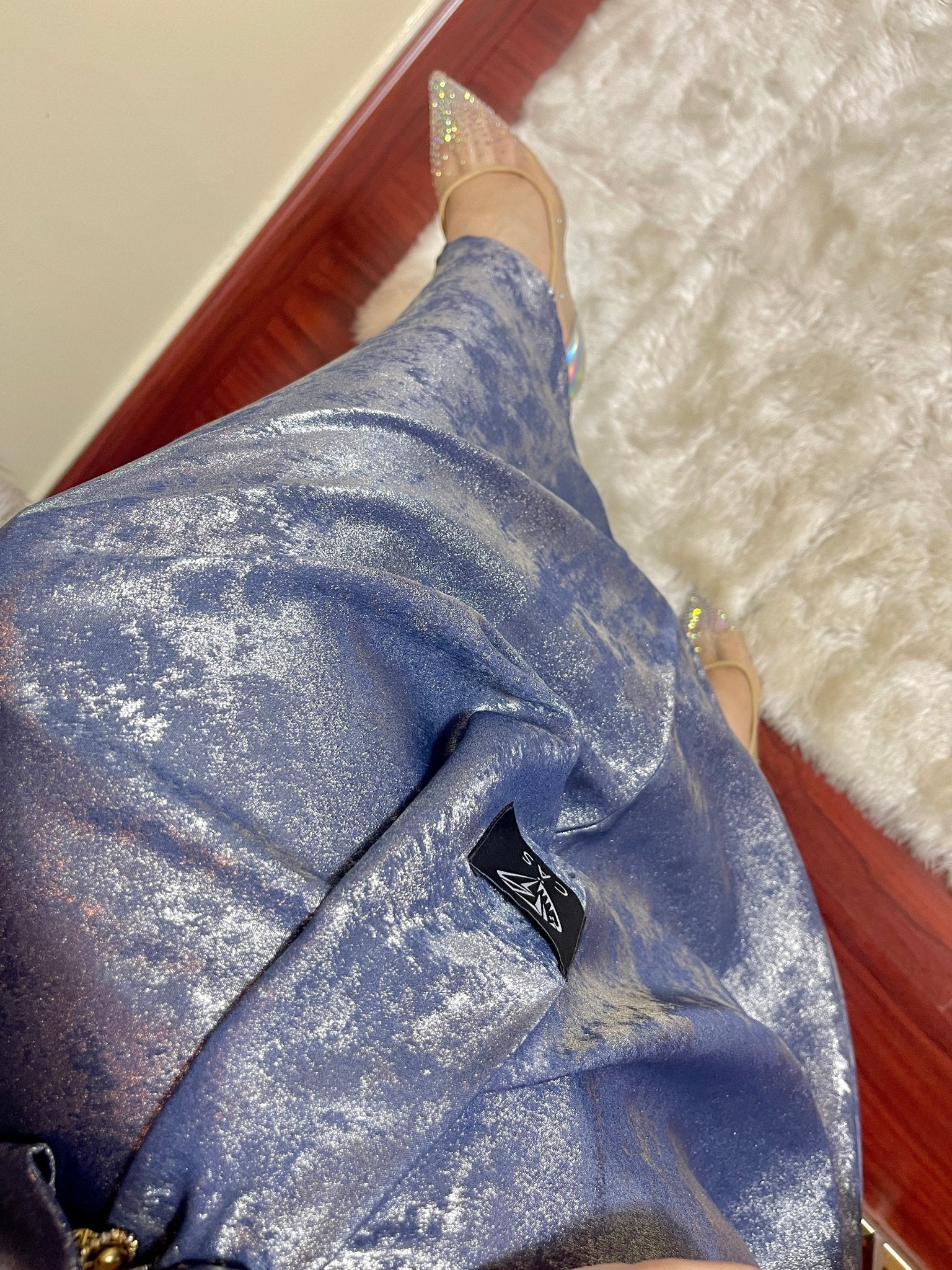 C - LightBlue - Shimmer - Bisht - Abaya