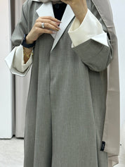 C Linen Beige Winter Coat Abaya