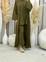 C RTW 0008 - 03 Olive Green Summer Pleated Linen Travel Set