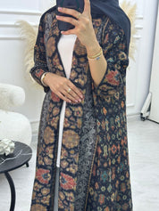 C RTW 02 Grey Pleated Print Abaya