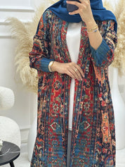 C RTW 03 Teal Pleated Print Abaya