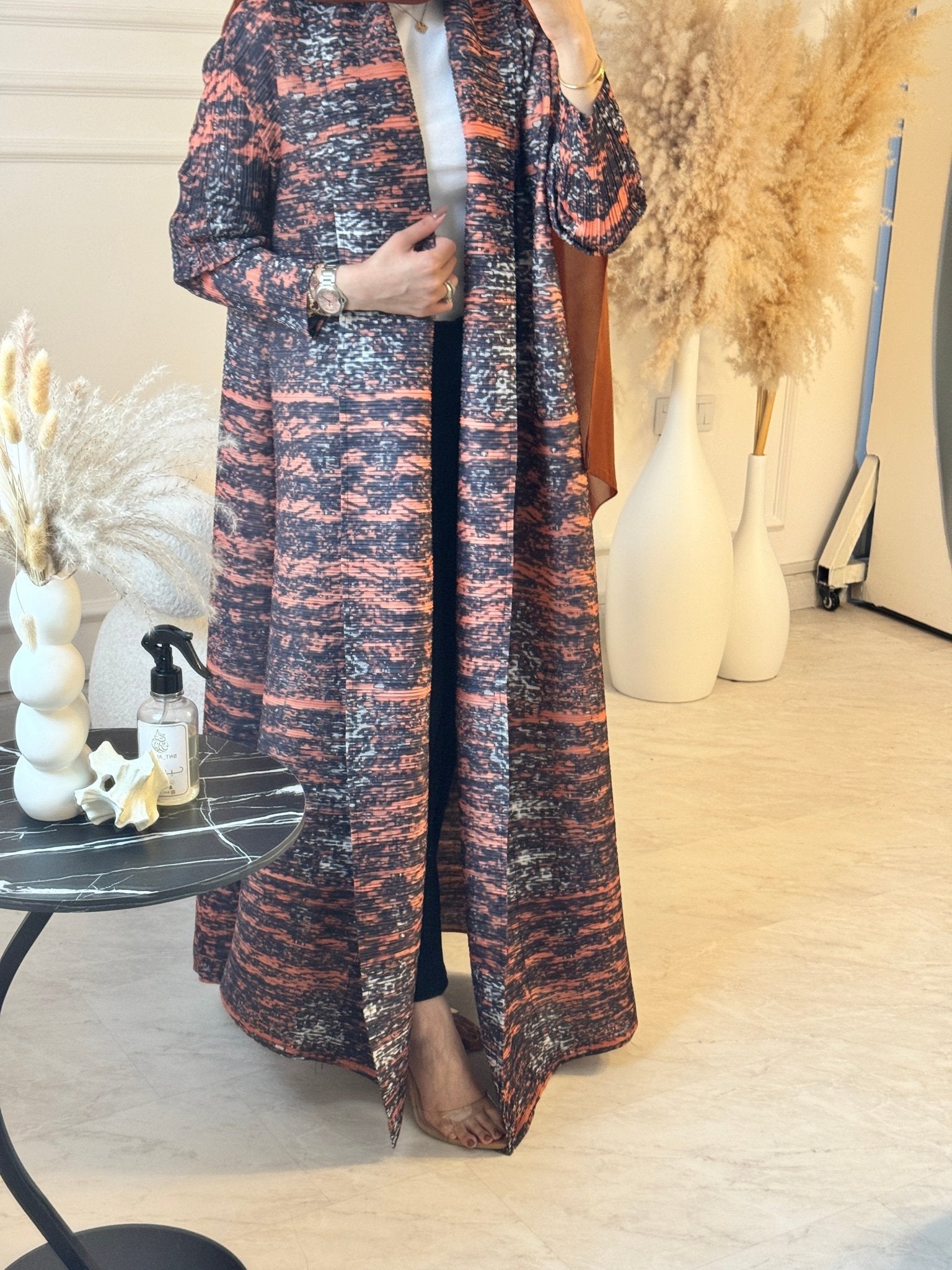 C RTW 10 Capri Pleated Print Abaya