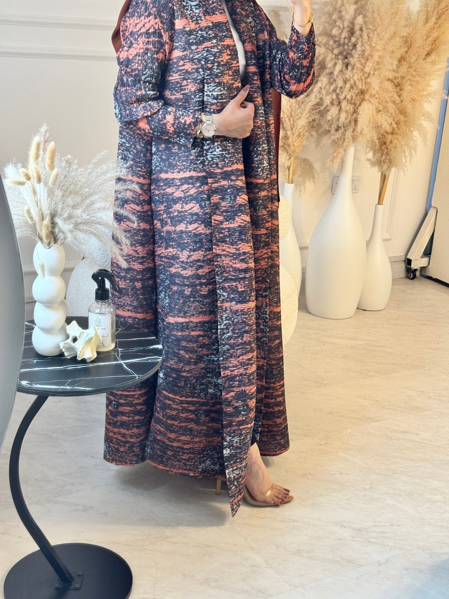 C RTW 10 Capri Pleated Print Abaya