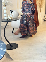 C RTW 10 Capri Pleated Print Abaya