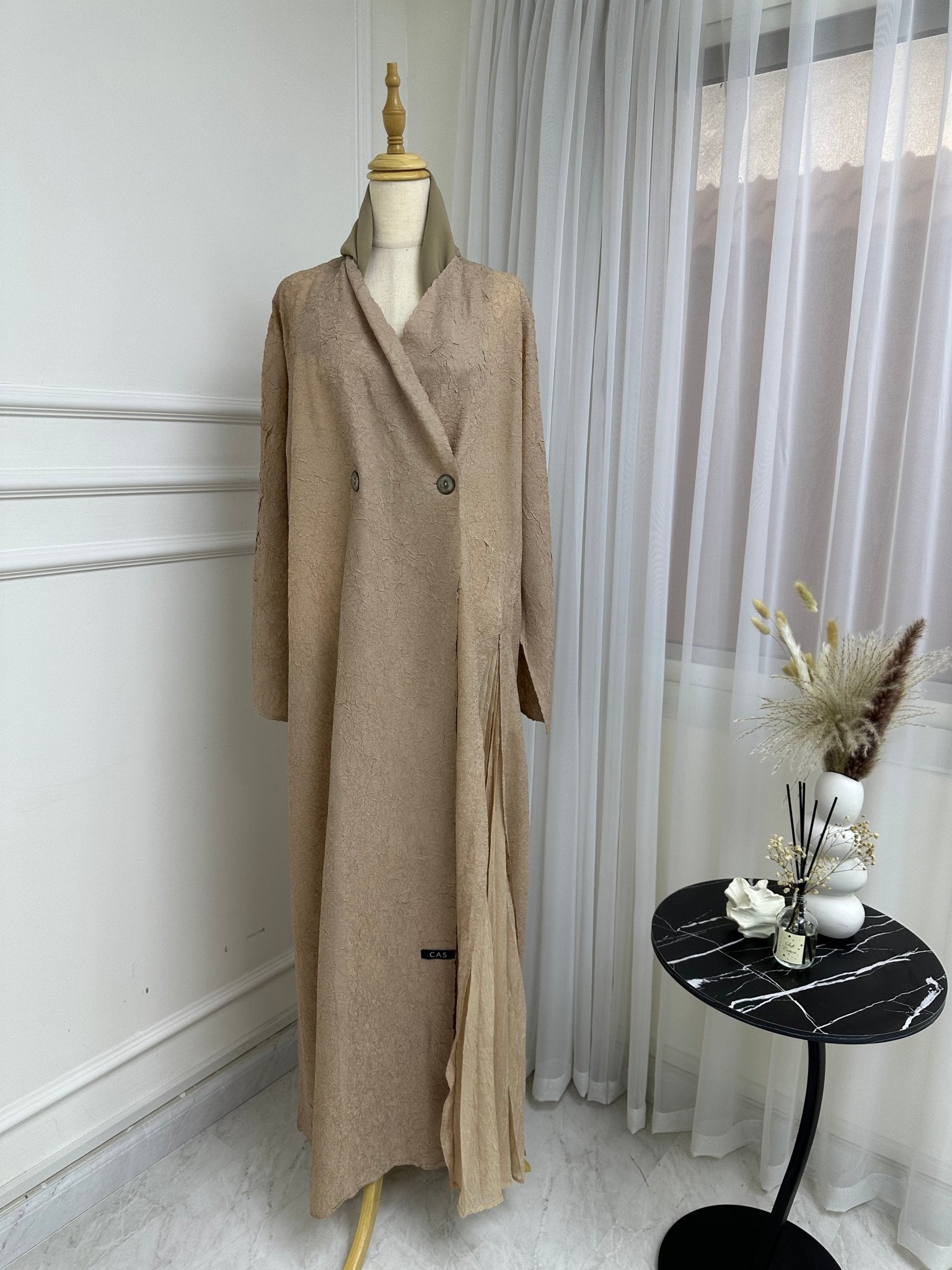 C RTW Beige Overlap Abaya