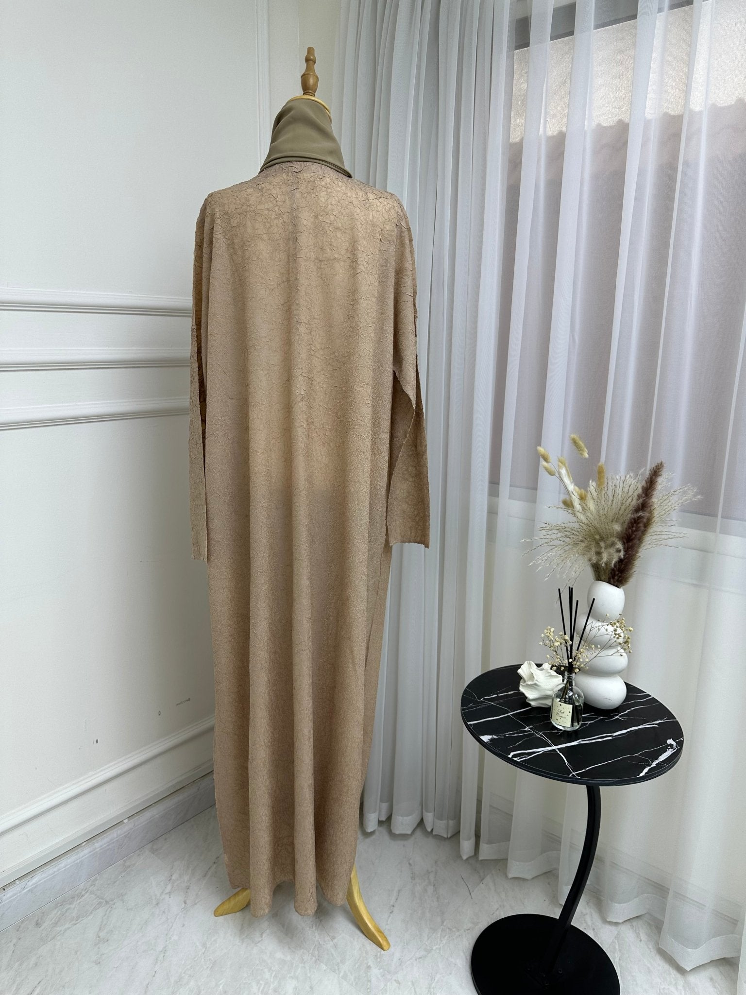 C RTW Beige Overlap Abaya