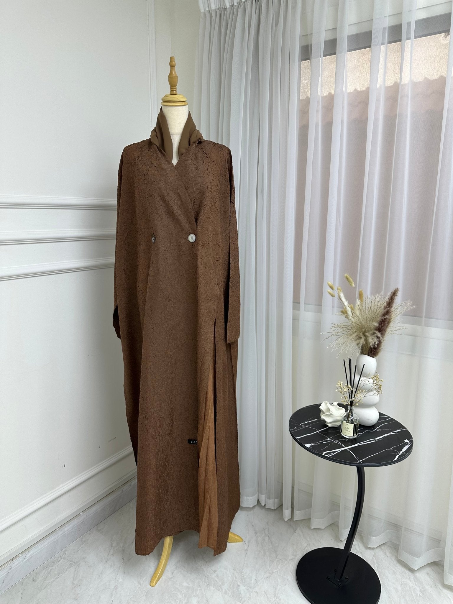 C RTW Brown Overlap Abaya