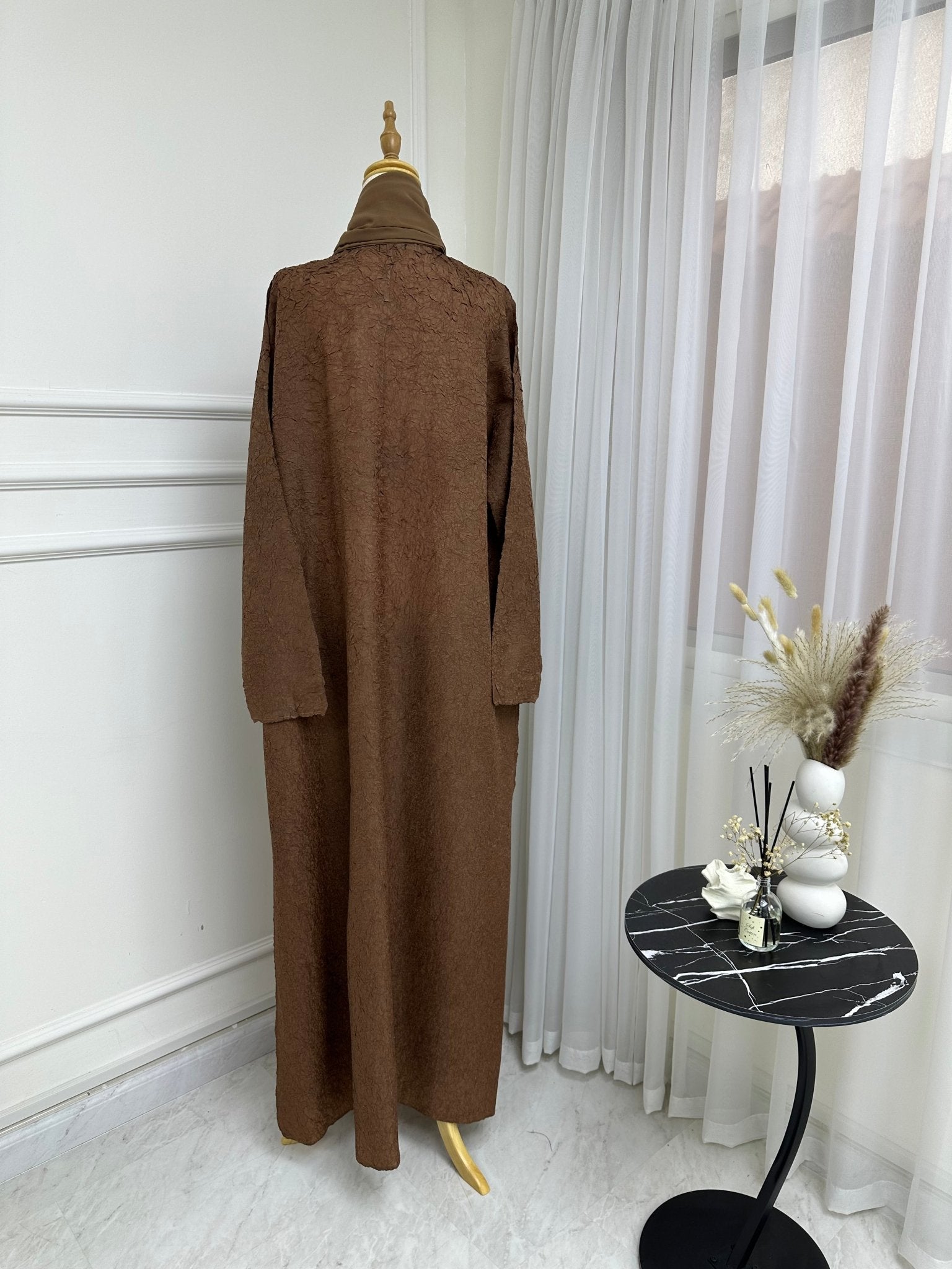 C RTW Brown Overlap Abaya