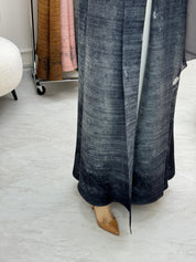 C RTW Dark Grey Pleated Print Abaya
