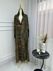 C RTW Green Floral Printed Abaya